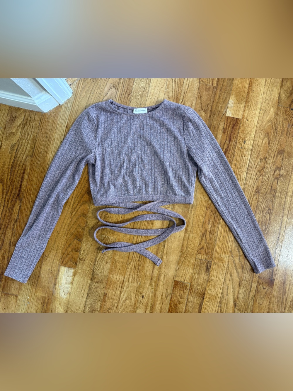 Lovers + Friends Cailey Heather Mauve Ribbed Wrap Cropped Top
